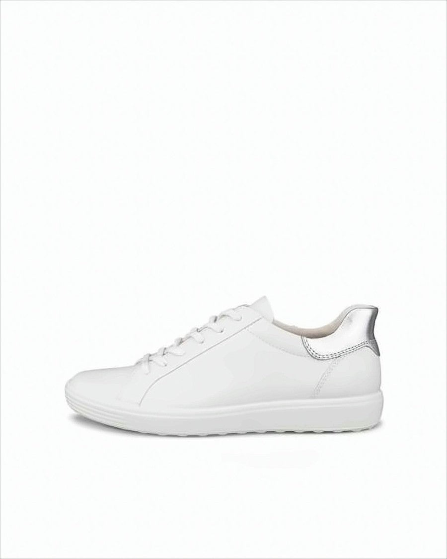 Ecco Minimalist White Low-Top Sneakers With Metallic Accent