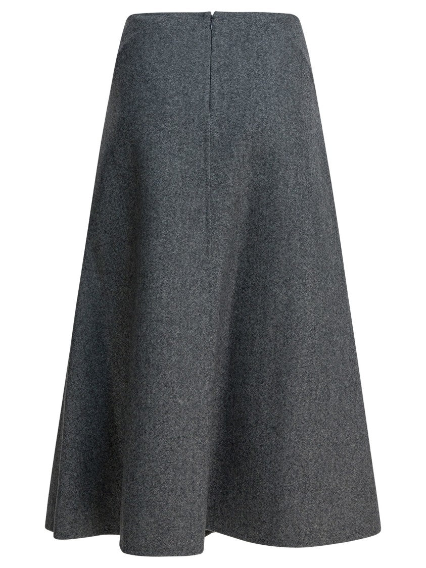R2w Knee-Length Grey A-Line Skirt With Herringbone Pattern