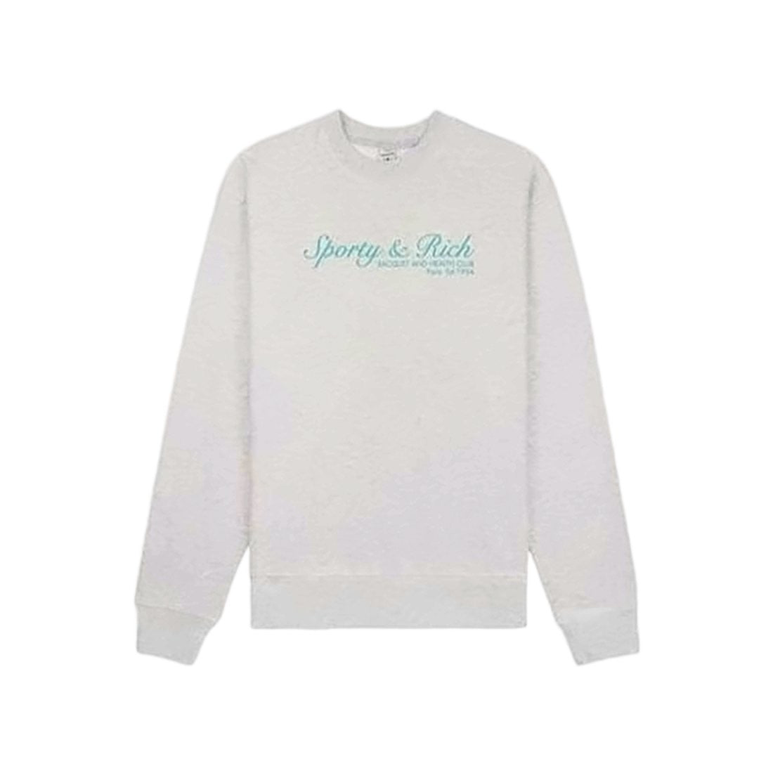 Sporty And Rich Long-Sleeved Heathered Crewneck Sweatshirt With Script Logo