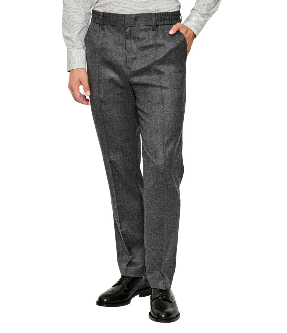 Emporio Armani Medium Grey Tailored Trousers With Elastic Waist