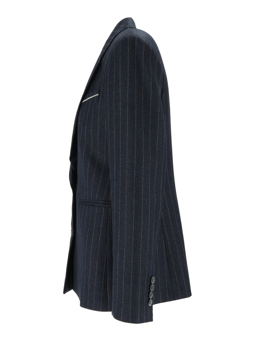 Peserico Pinstripe Tailored Buttoned Cuffs Blazer