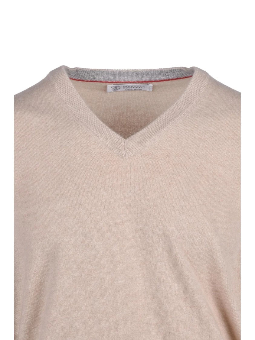 Brunello Cucinelli Cashmere V-Neck Pullover Sweater With Timeless Silhouette