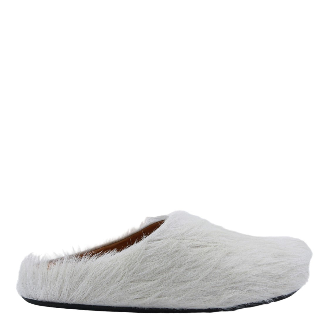 Marni White Faux Fur Slip-On Sandals
