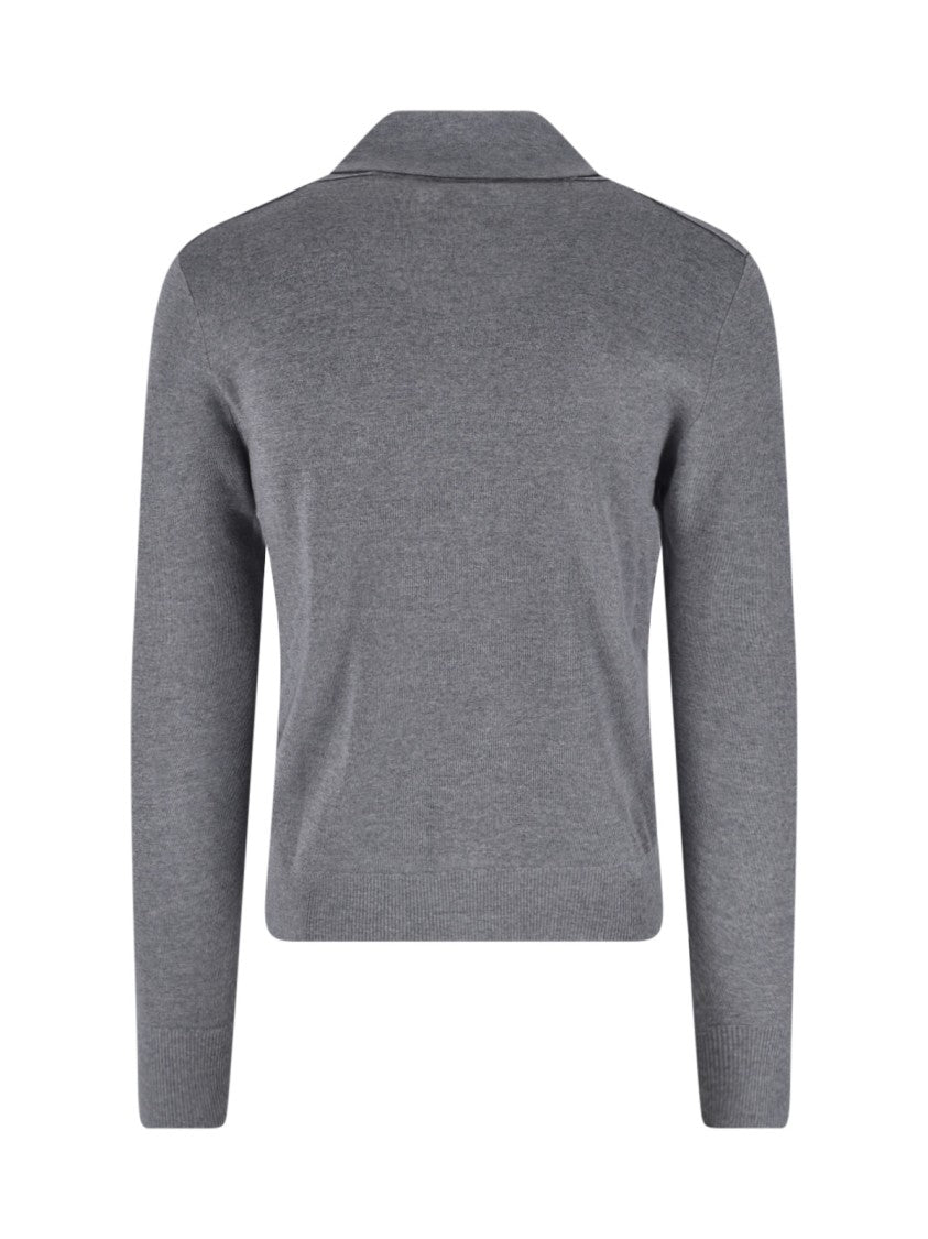 Burberry Refined Grey Wool Cardigan With Classic Collar
