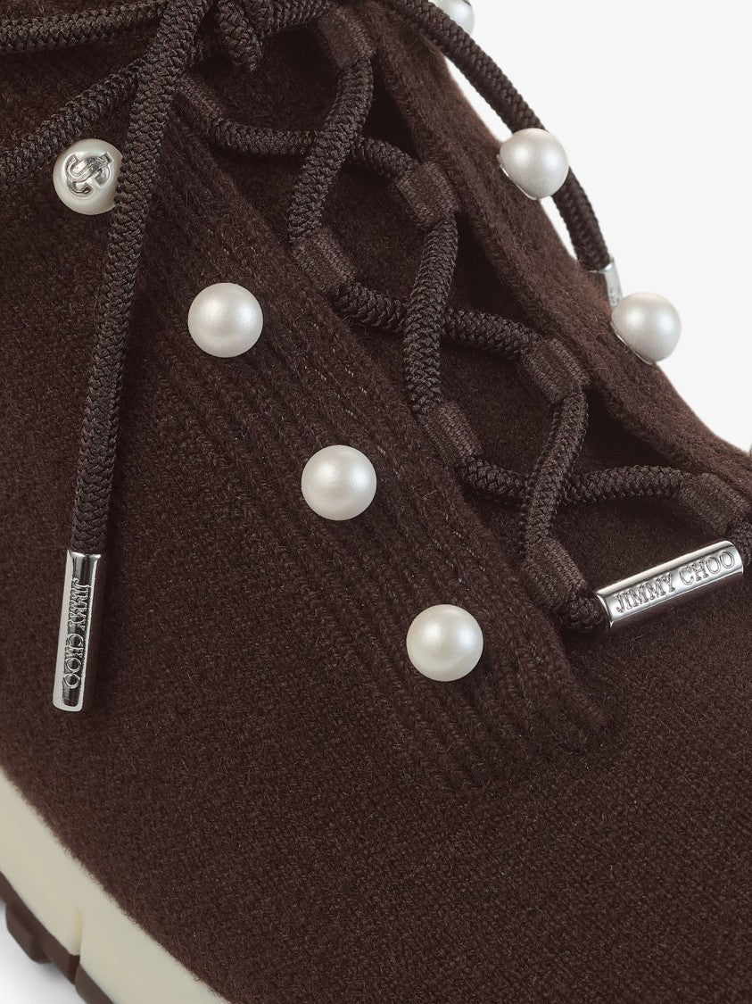 Jimmy Choo Brown Veles Pearl Cashmere Sneakers