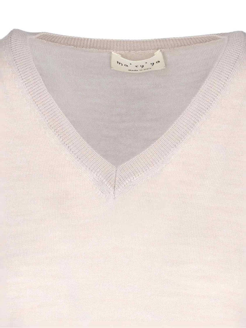 Ma'ry'ya Beige Virgin Wool And Cashmere Knit Sweater