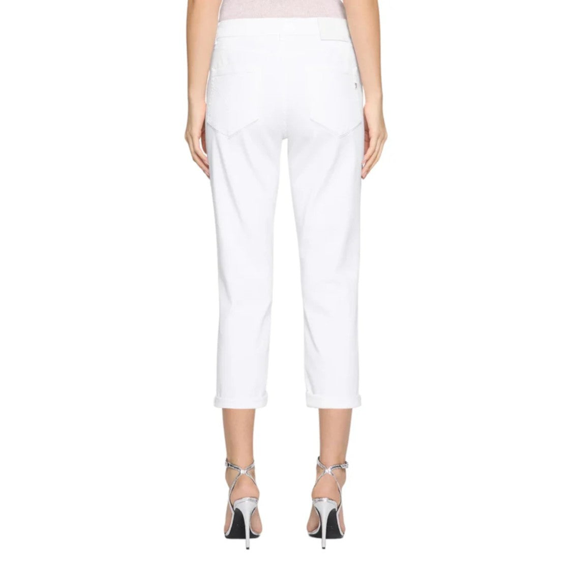 Dondup Cropped White Jeans With High-Rise Waist