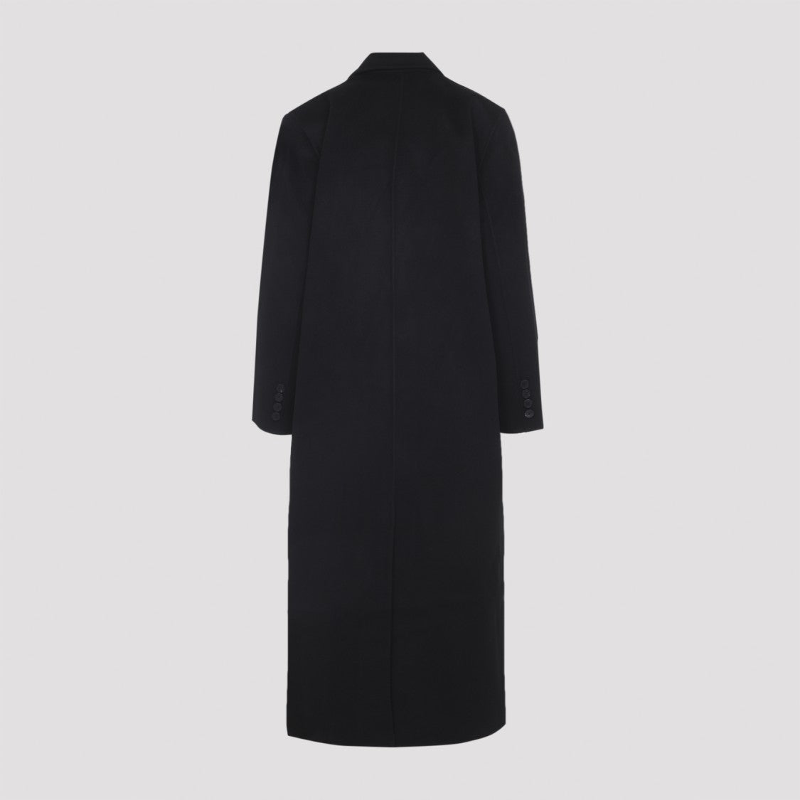 The Frankie Shop Long Double-Breasted Wool Blend Coat With Tailored Silhouette
