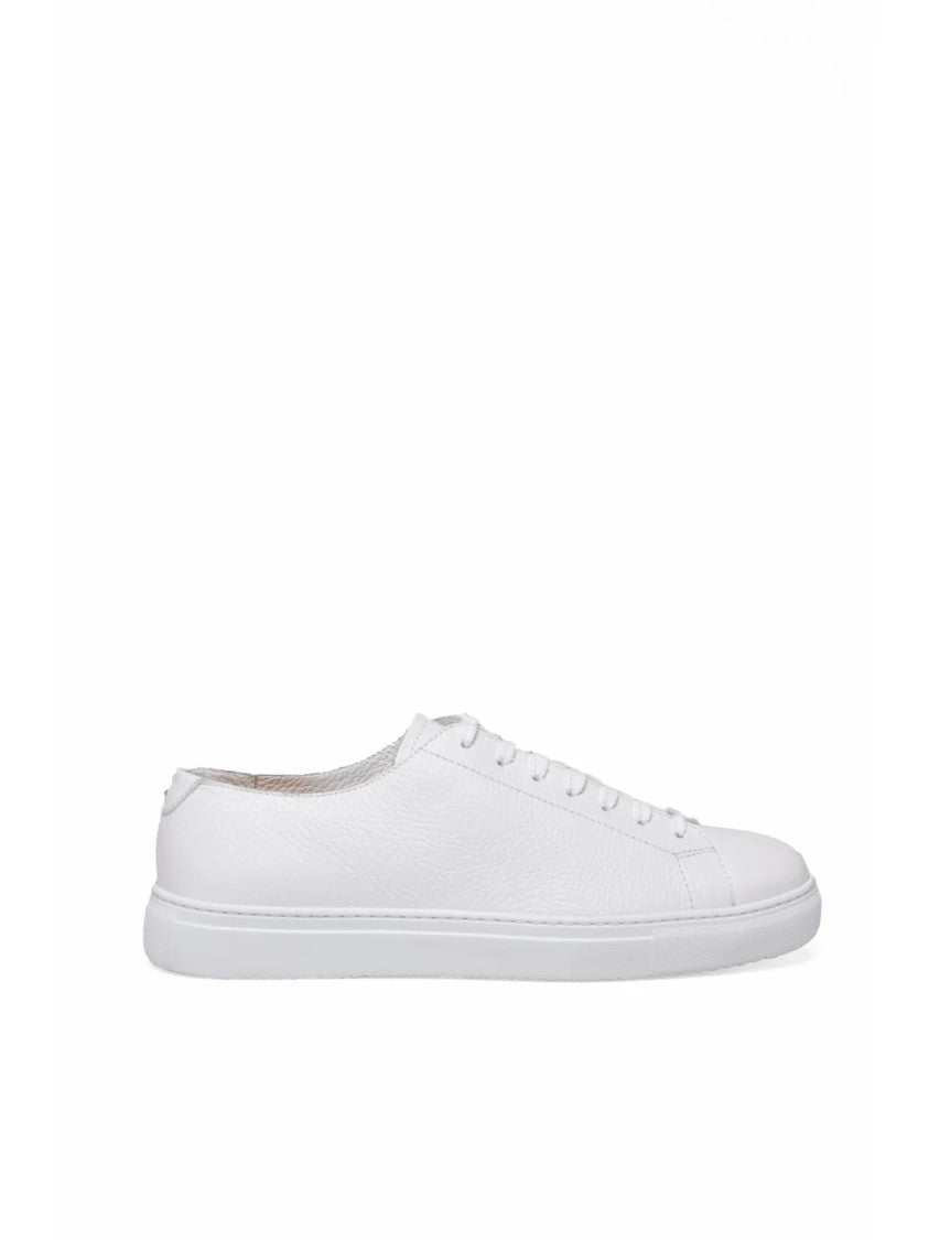 Doucal's White Minimalist Smooth Leather Low-Top Sneakers
