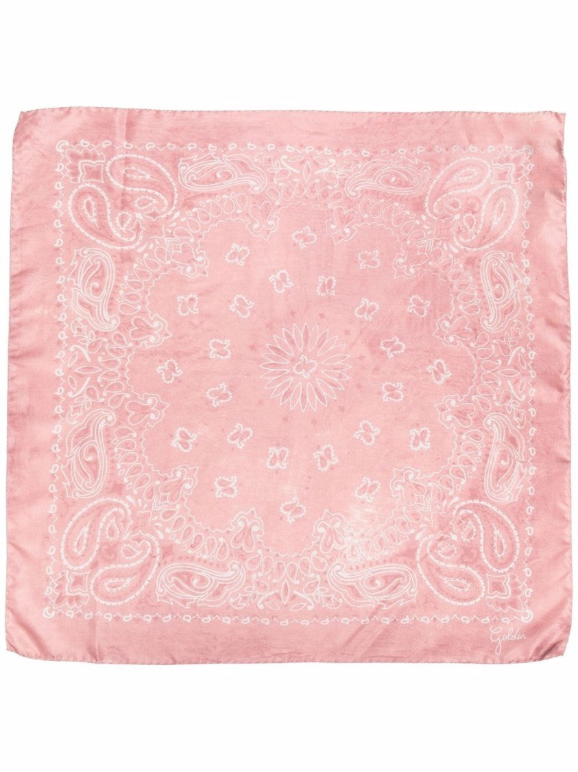 Golden Goose Intricate Paisley Silk Scarf In Soft Pink