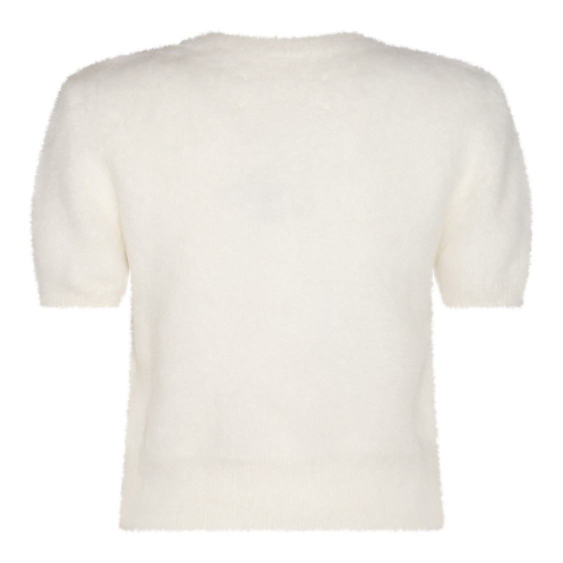 Maison Margiela Wool Blend T-Shirt With Brushed Texture And Ribbed Detailing