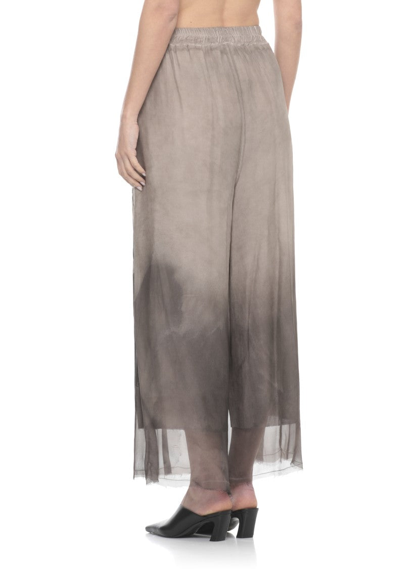 Sanctamuerte Brown Front Floral Viscose Wide-Leg Pants