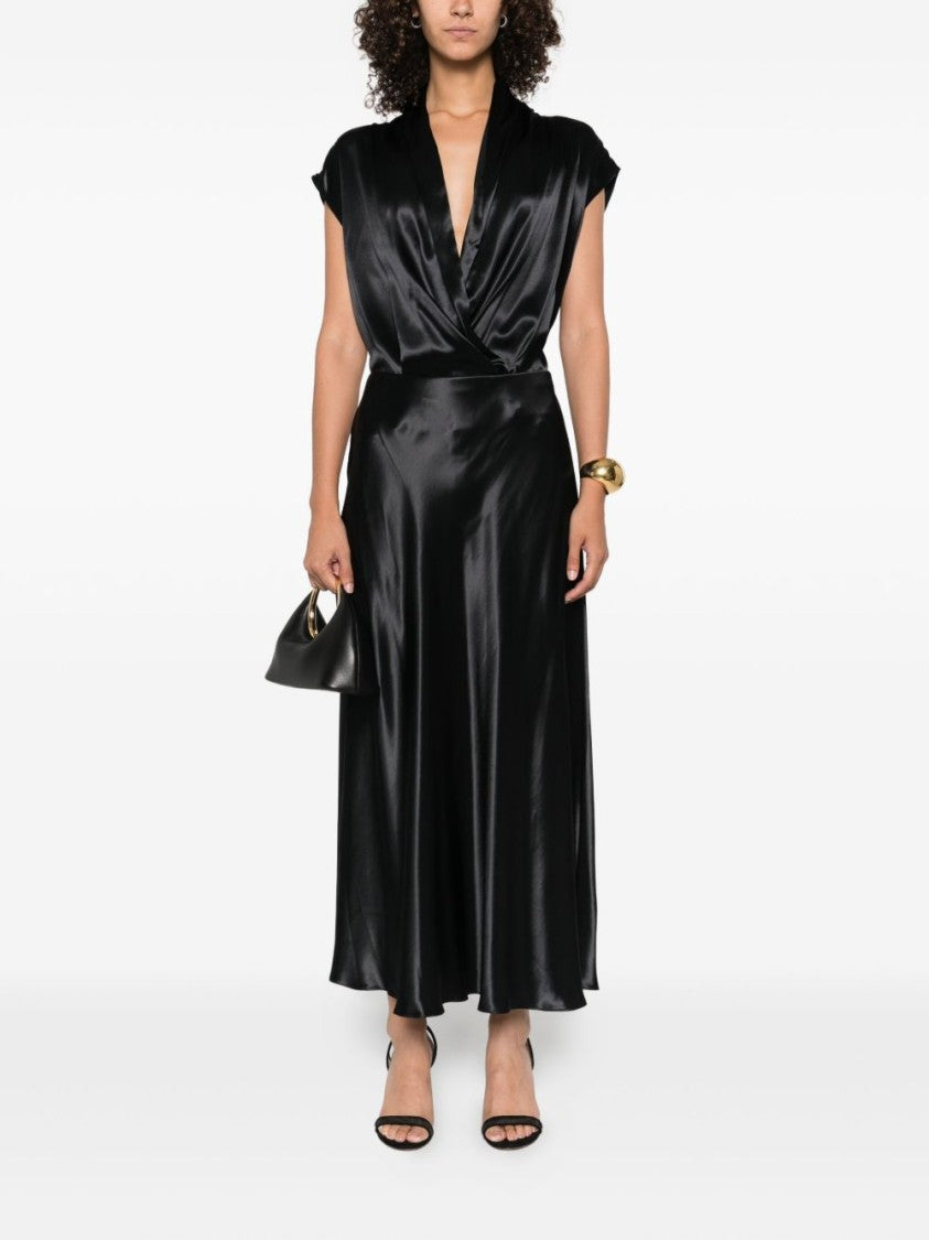 Alberta Ferretti Shiny Black Satin Sleeveless Shirt