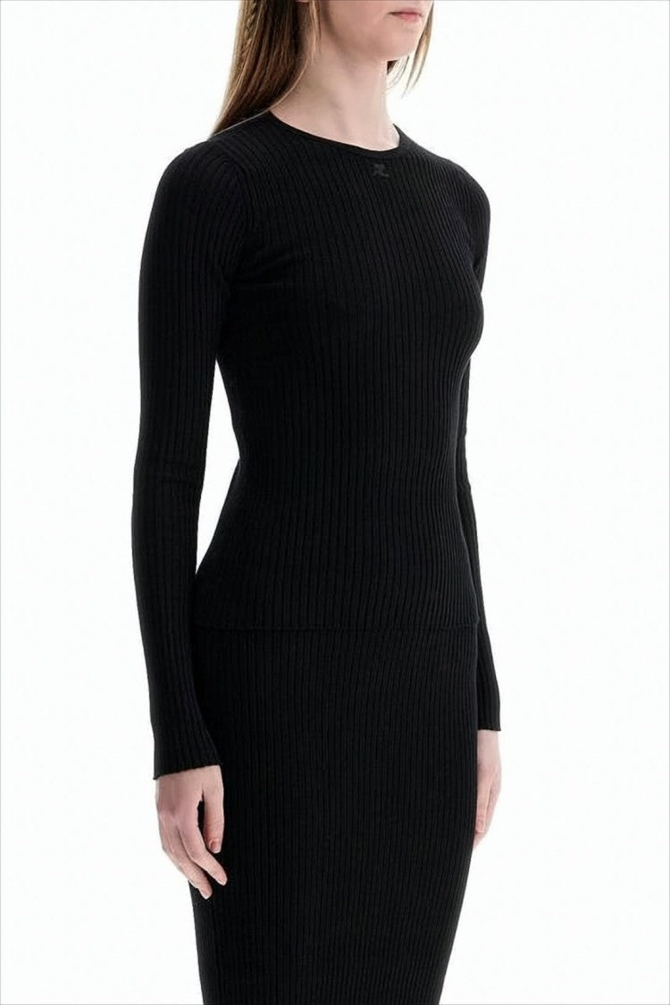 Courrèges Fitted Ribbed Sweater With Scoop Cutout Detail