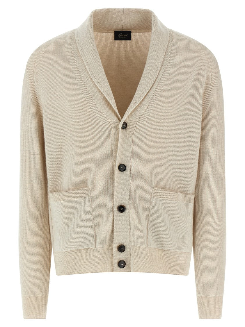 Brioni Ribbed Cashmere And Merino Wool Blend Cardigan