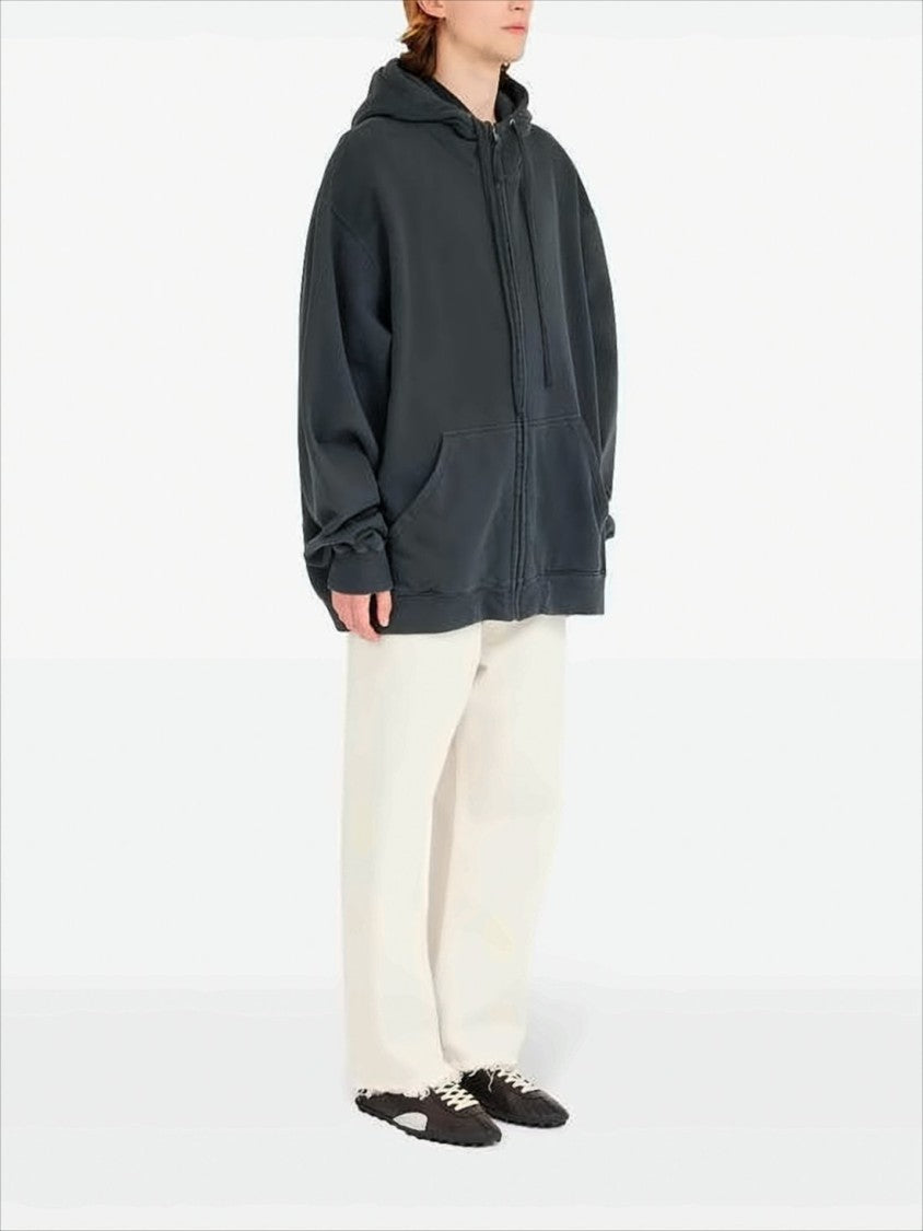 Maison Margiela Oversized Zip-Up Hoodie With Relaxed Fit And Drawstring Hood