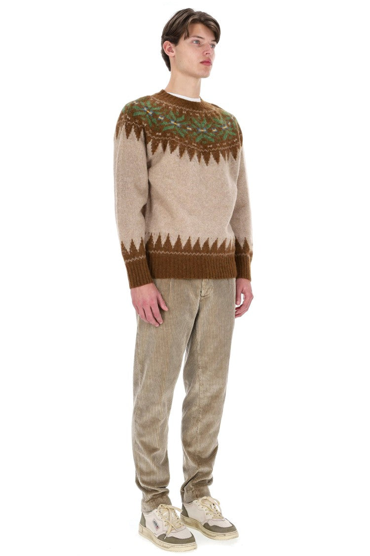 Howlin Shetland Nordic Pattern Wool Crewneck Sweater