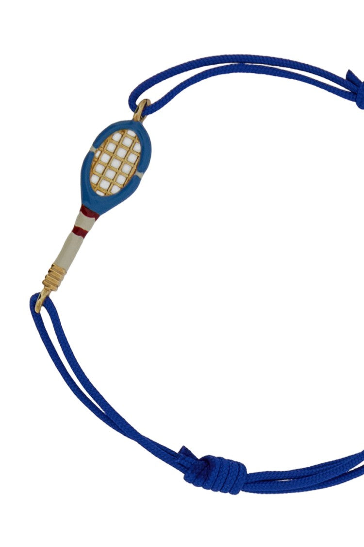 Aliita Blue/White Tennis 9K Gold Cotton Cord Bracelet