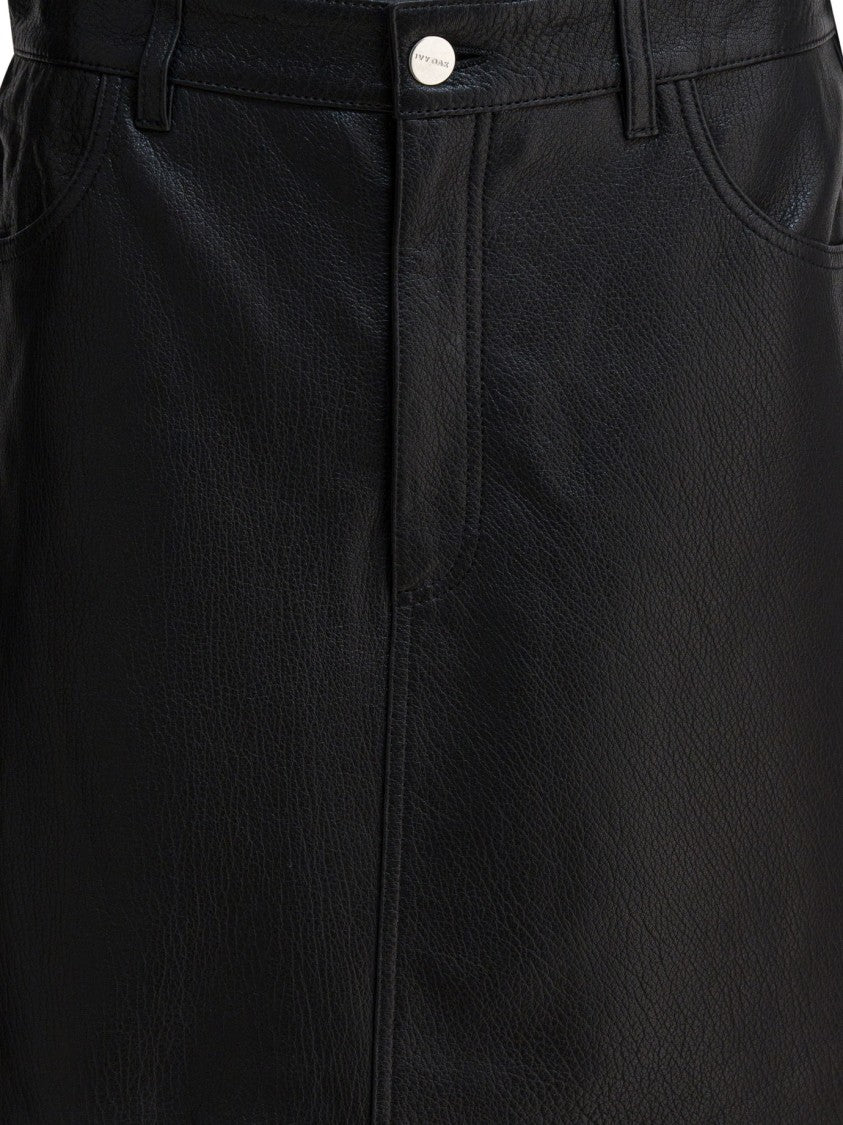 Ivy & Oak Short Leather Skirt With Fitted Waistband