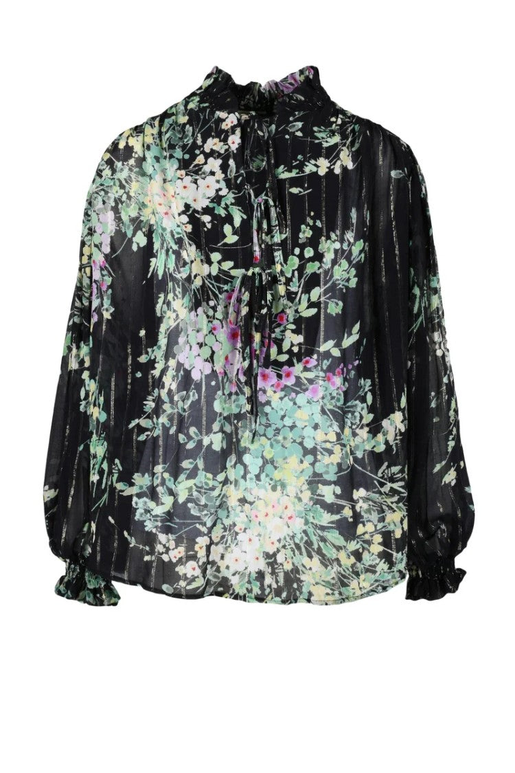 Sabina Musayev Sheer Floral Print Blouse