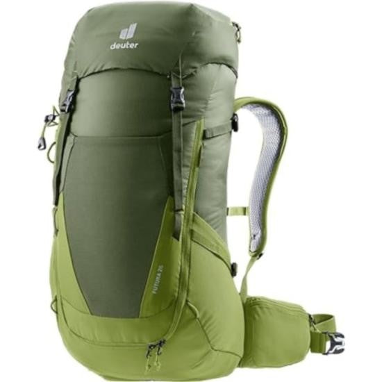 Deuter Durable Green Outdoor Backpack With Adjustable Straps And Multiple Compartments