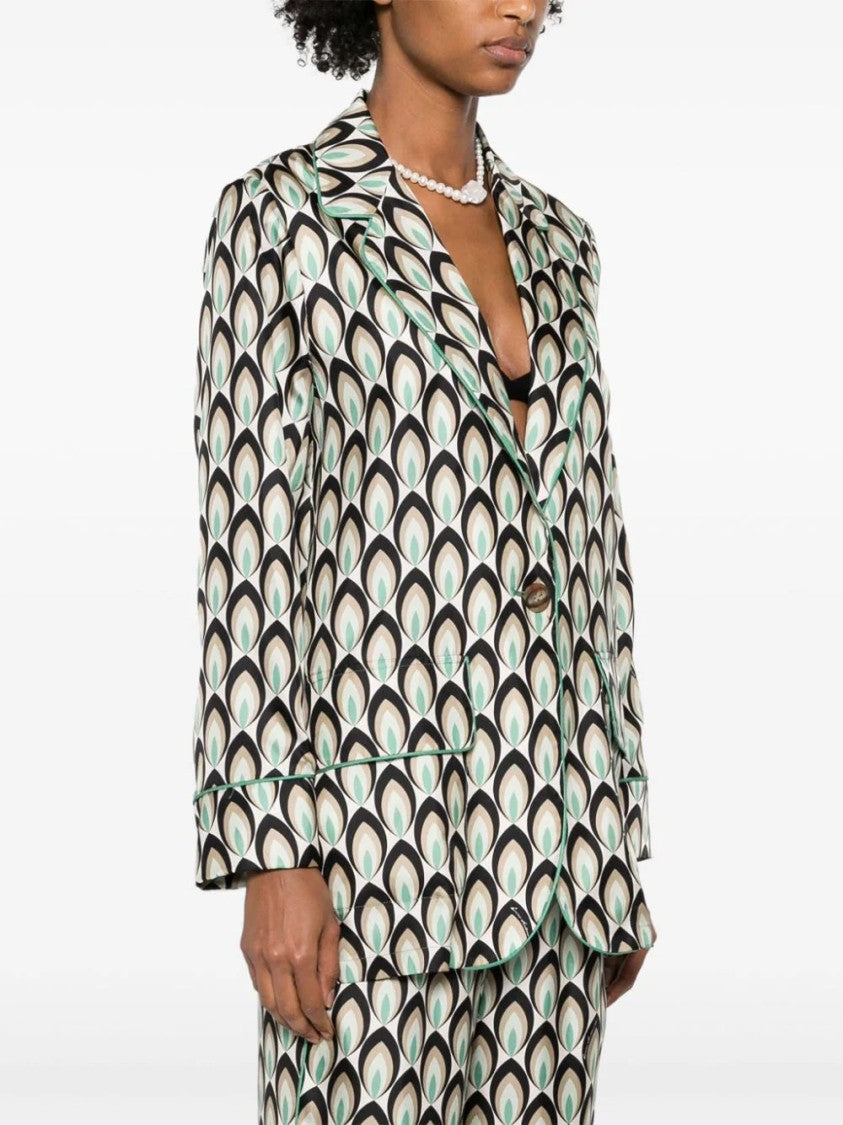 Lorena Antoniazzi Graphic-Print Silk Blazer