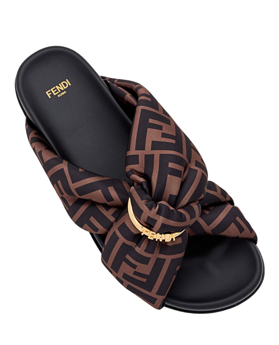 Fendi Logo Print Fabric Sandals