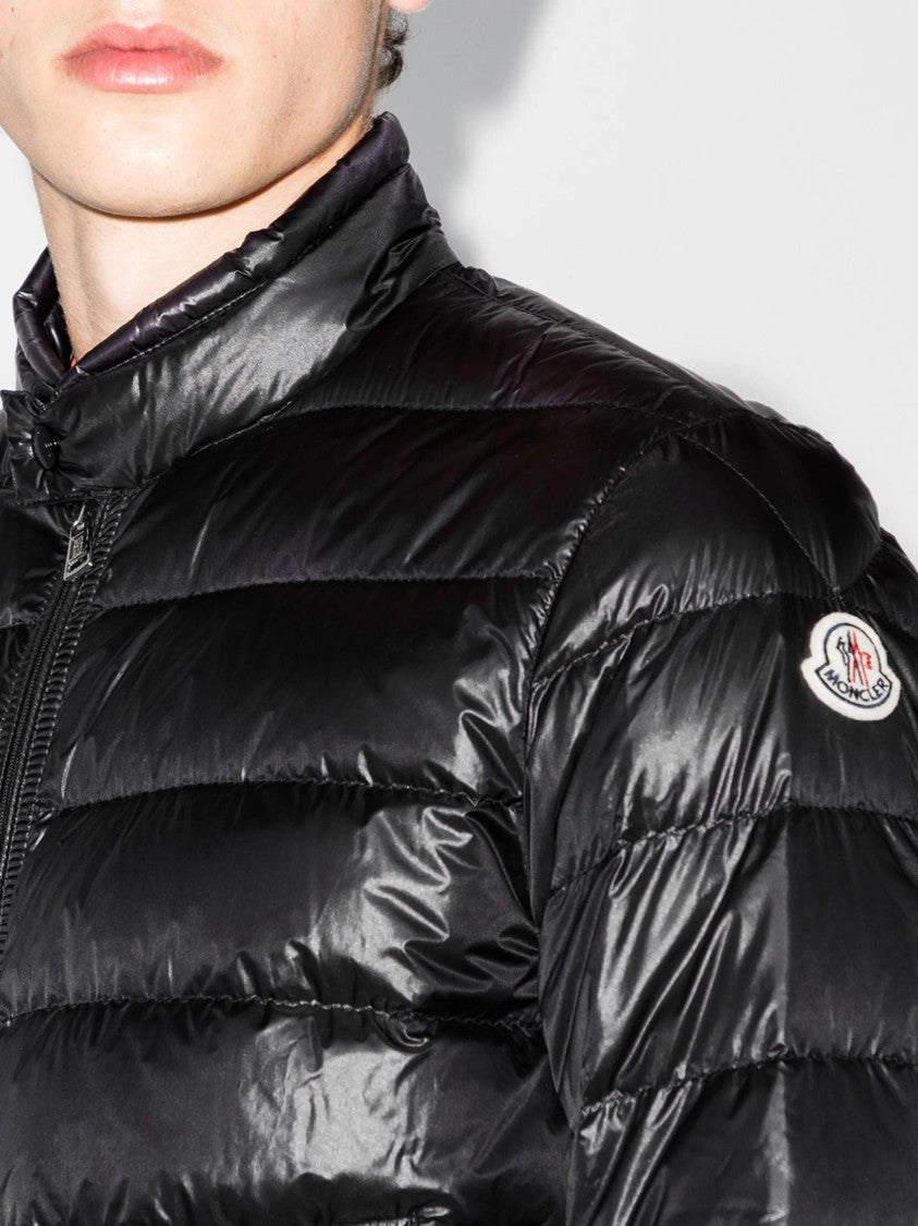 Moncler High-Collared Black Puffer Jacket With Horizontal Quilting