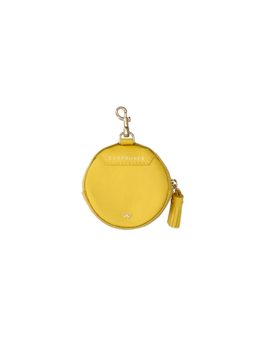 Anya Hindmarch Wink Yellow Calfskin Zip Keychain Pouch