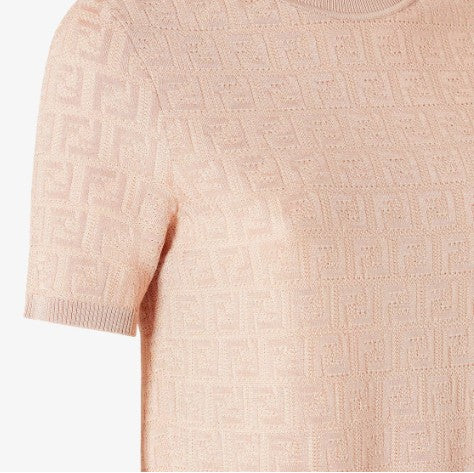 Fendi Textured Patterned Short-Sleeved Fendi T-Shirt