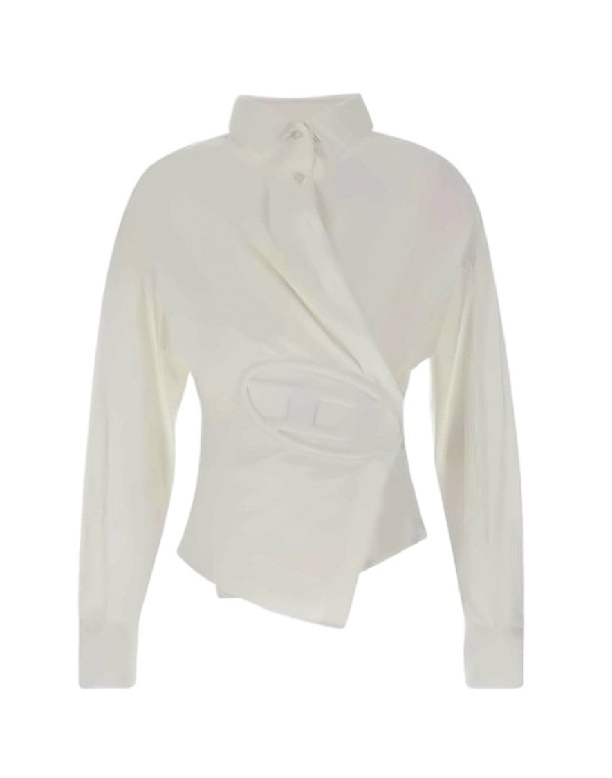 Diesel Asymmetrical Wrap Blouse With Structured Collar