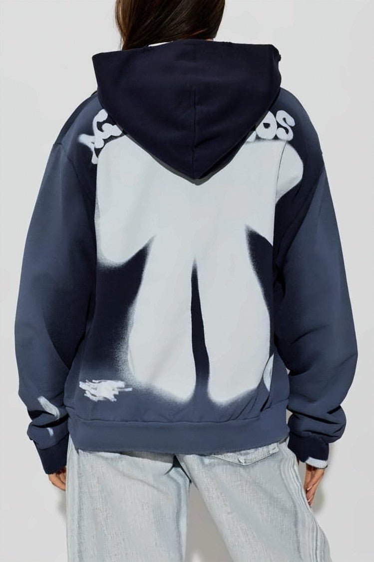 Acne Studios Blue Cropped Relaxed Gradient Dip-Dye Hoodie