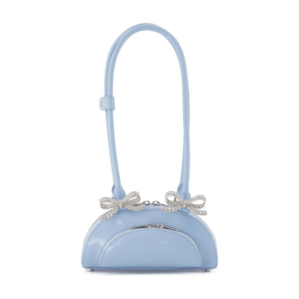 Self-Portrait Curved Mini Shoulder Bag - Leather - Blue