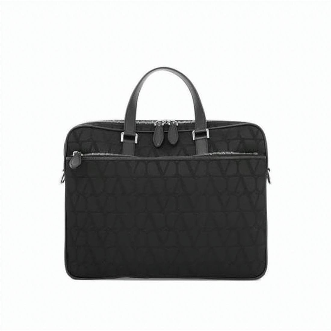 Valentino Garavani Subtle Embossed Black Leather Tote Bag