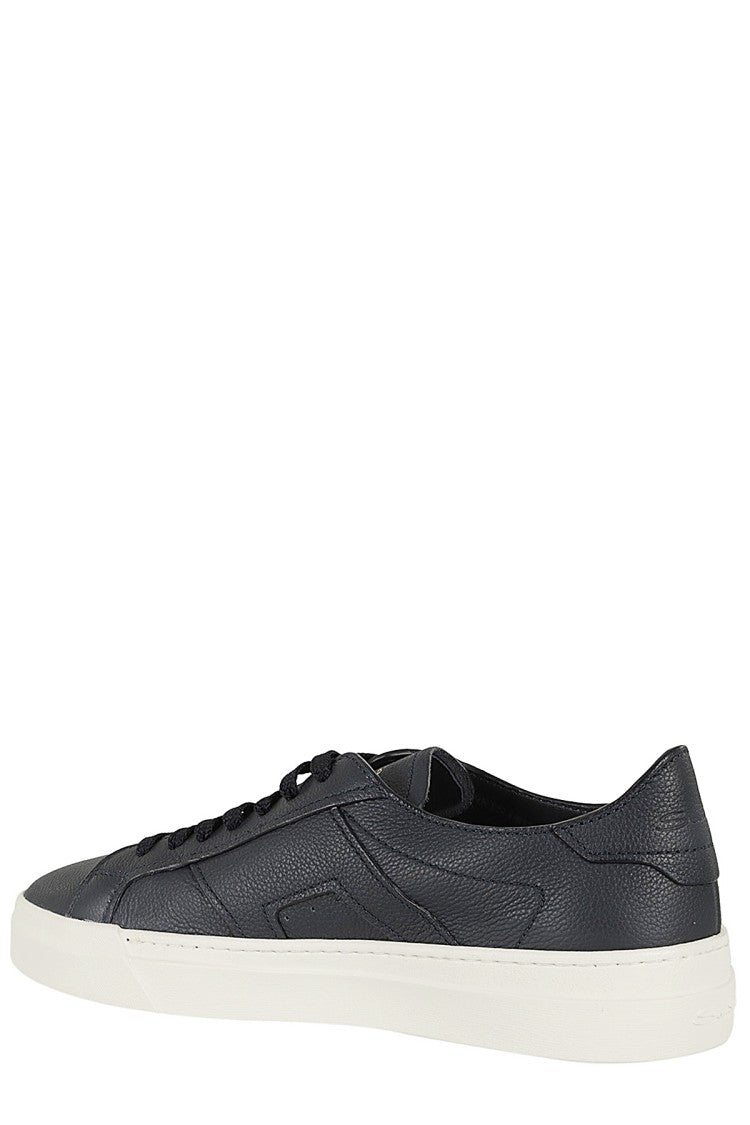 Santoni Blue Gloria Tumbled Leather Rubber Sole Leather Sneakers