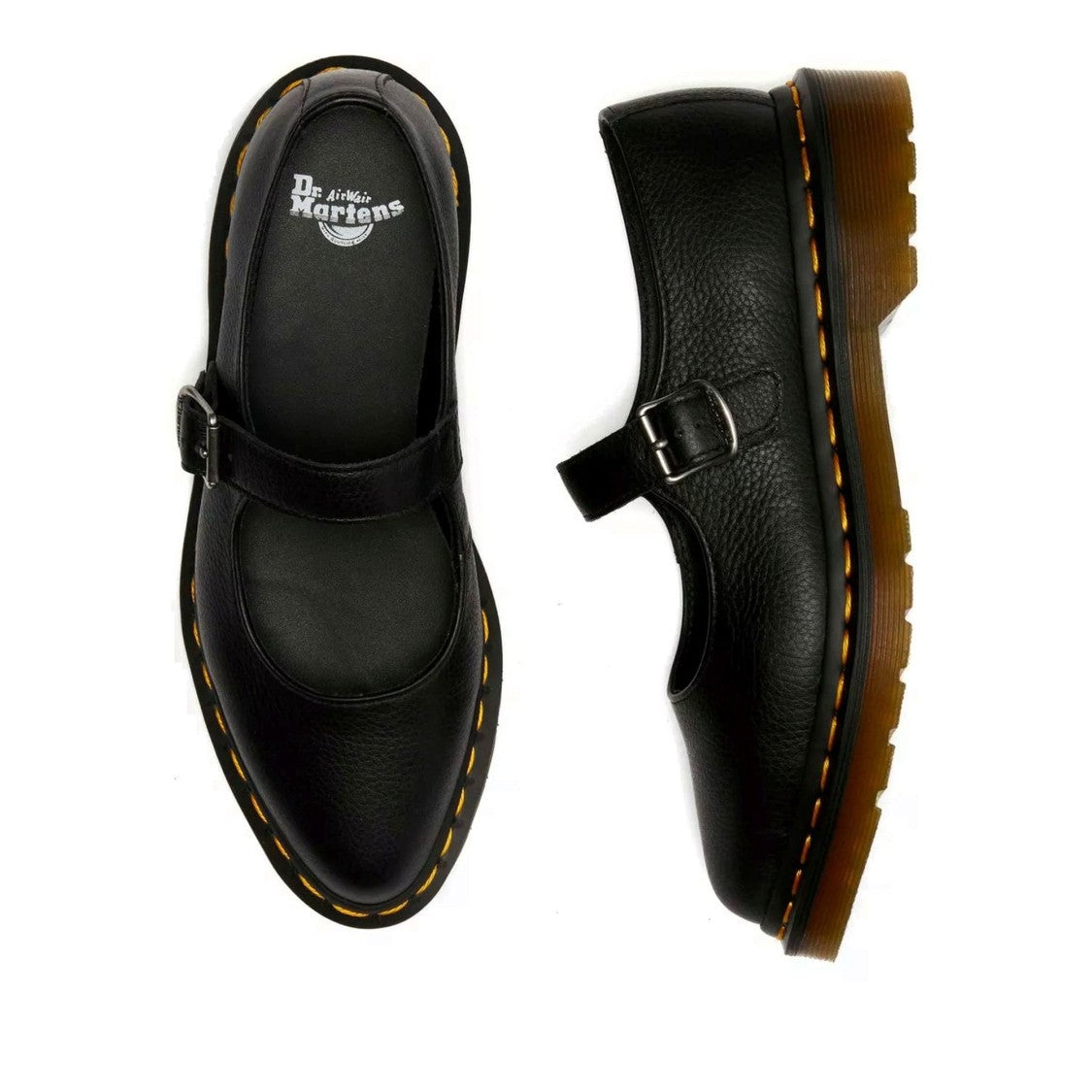 Dr. Martens Black Elphie Translucent Sole Leather Flats