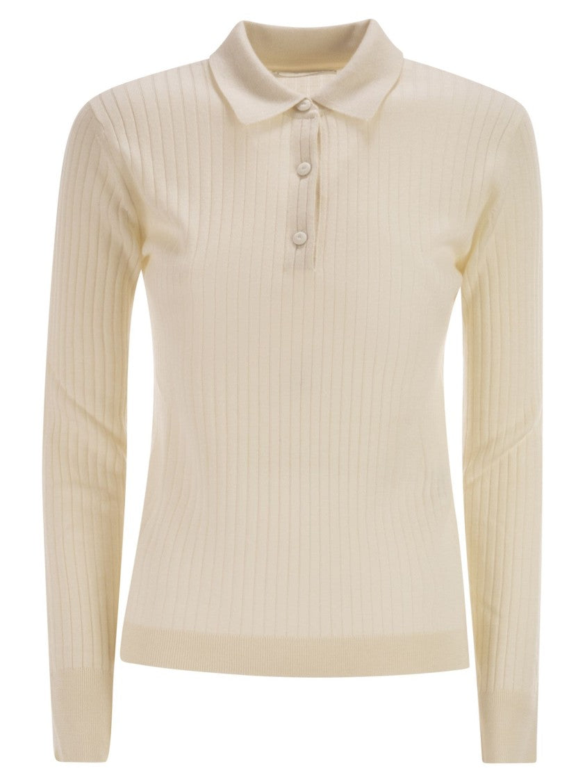 Max Mara Mxpgitano - Ribbed Knit Polo Shirt
