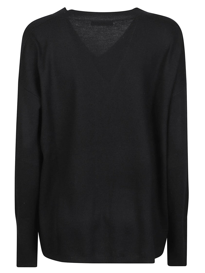 Aragona Asymmetrical Fine Virgin Wool V-Neck Sweater