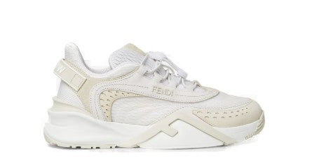 Fendi Textured And Smooth Neutral Fendi Sneakers