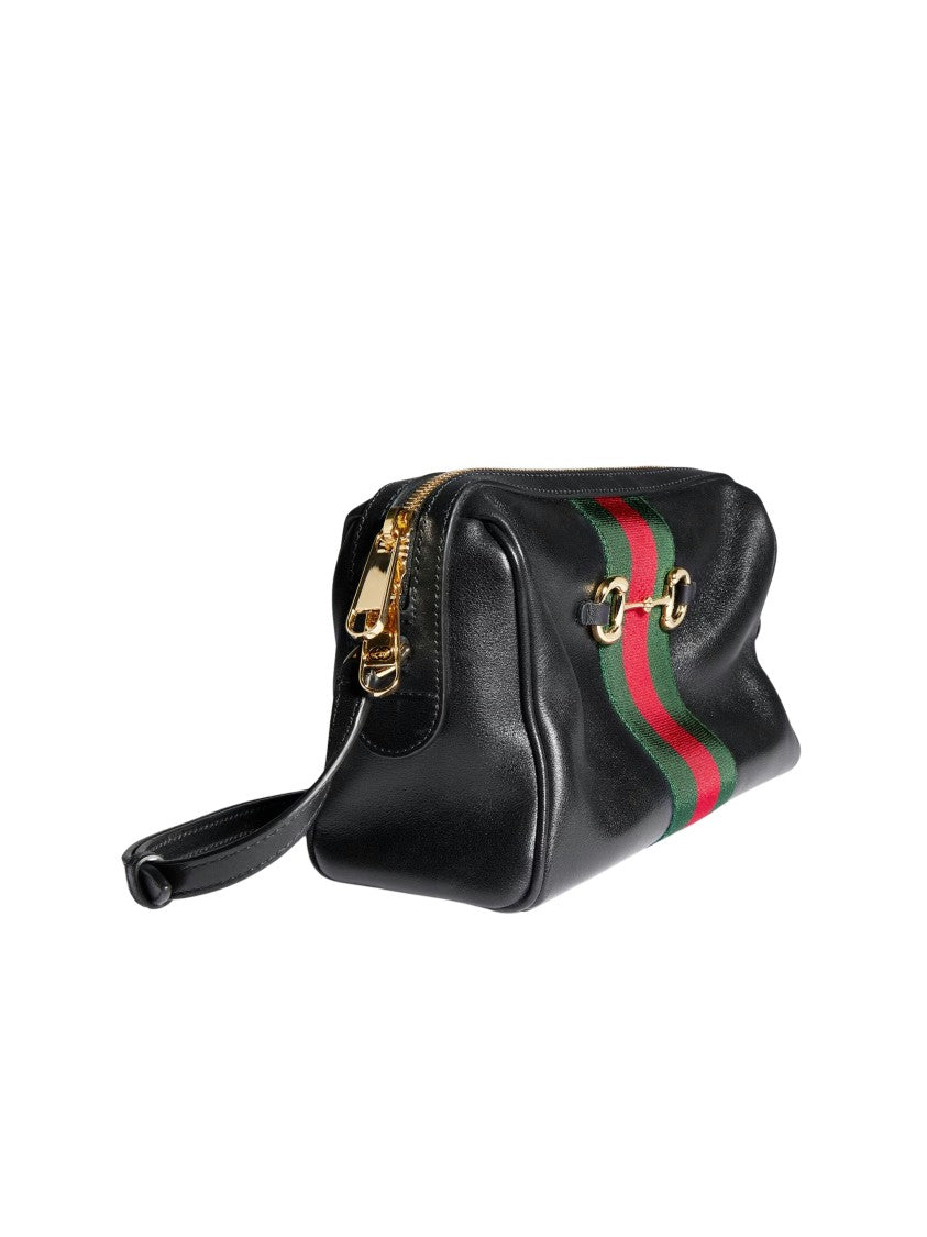 Gucci Black Soft Leather Horsebit Camera Bag
