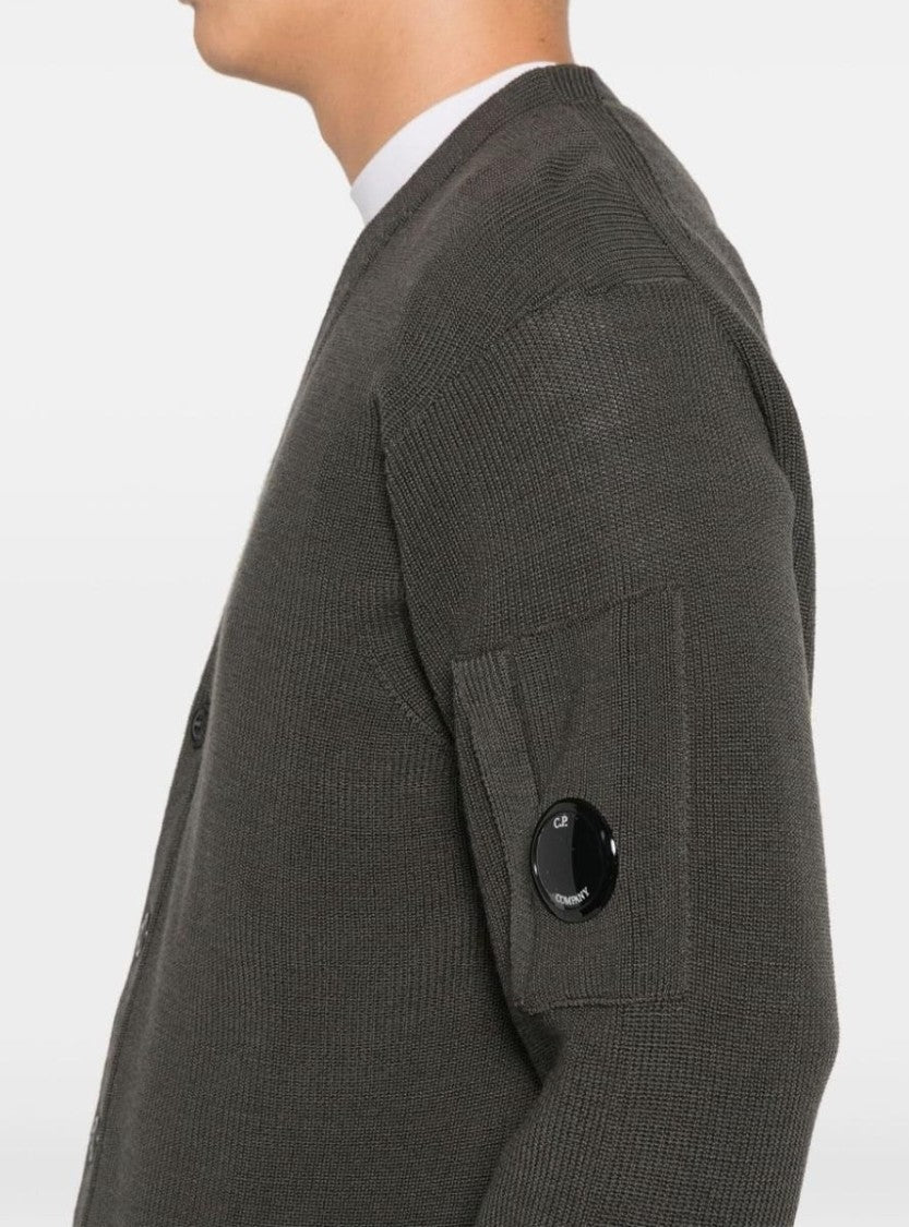C.P. Company V-Neck Button-Down Cardigan With Distinctive Patch Detail