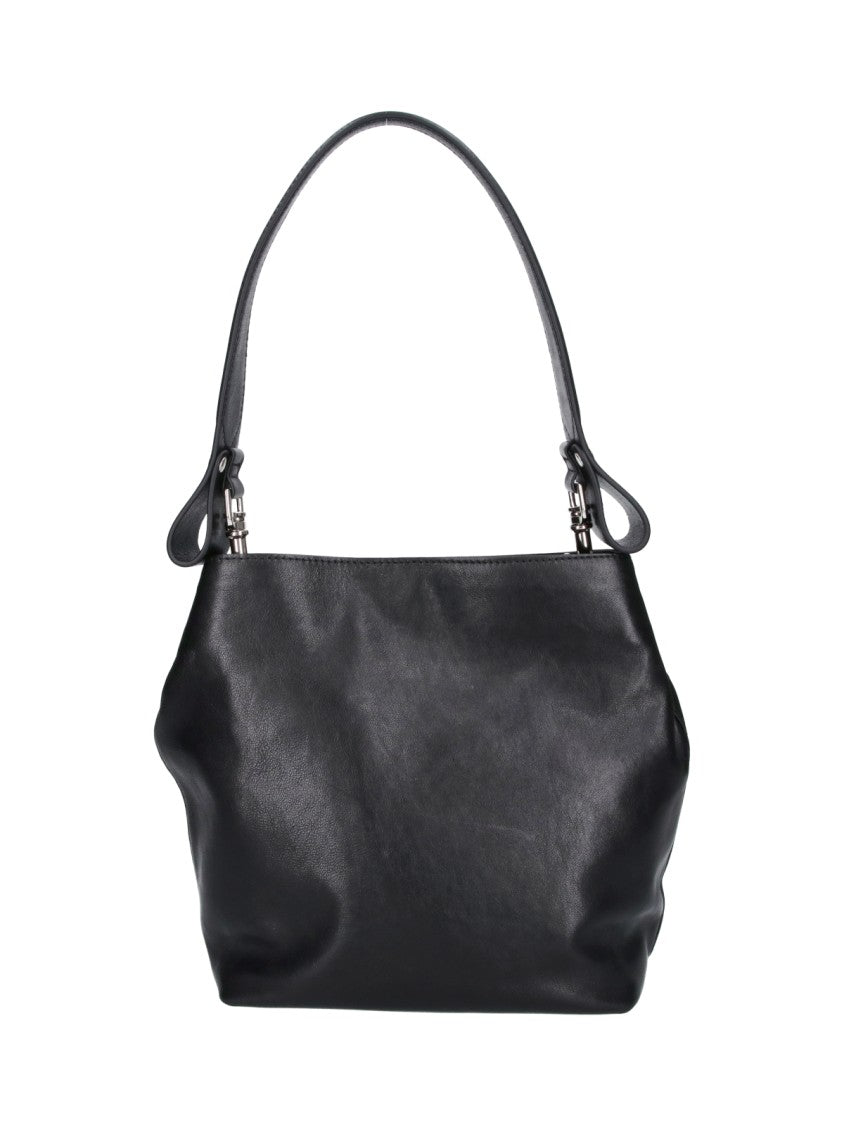 Vivienne Westwood Sophisticated Black Calf Leather Shoulder Bag
