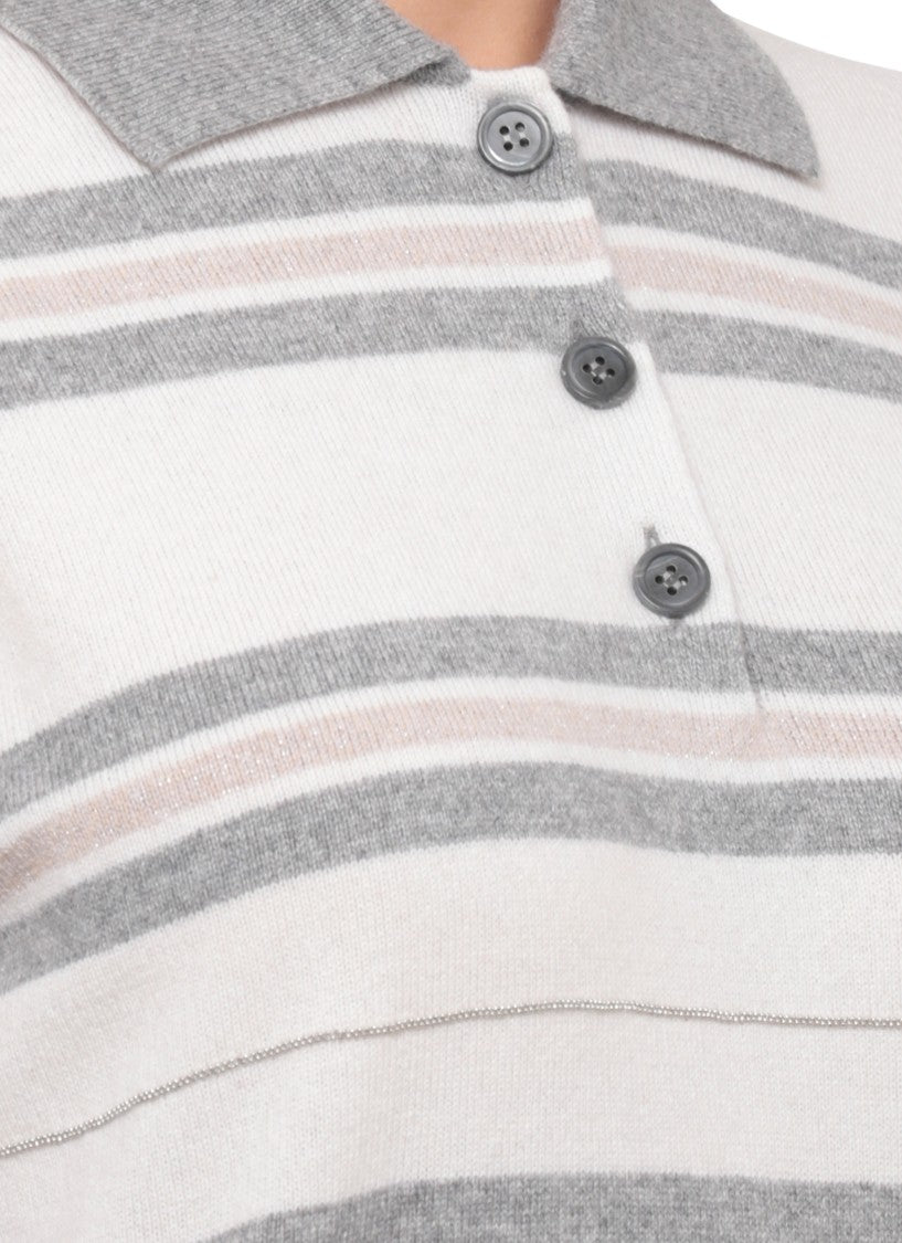 Peserico Color-Contrast Striped Knitwear Sweater With Lurex Detail