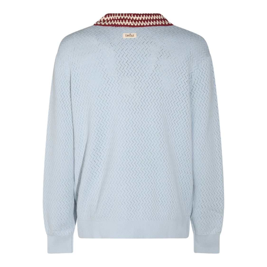 Drôle De Monsieur Textured Knit Sweater With Striped Collar