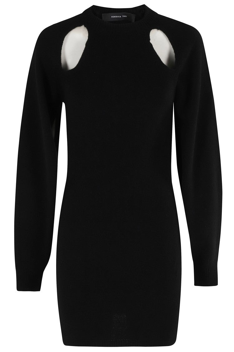 Federica Tosi Cut-Out Detailing Black Short Dress