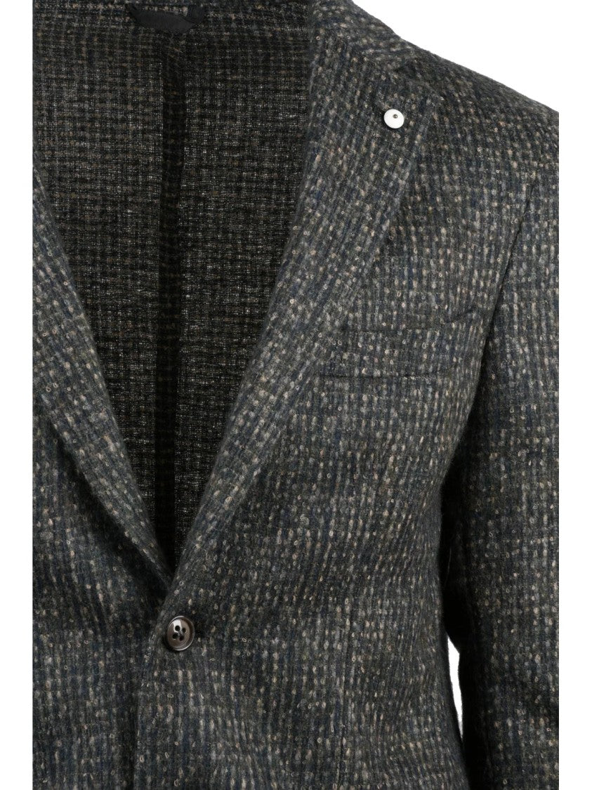 L.B.M. 1911 Textured Multicolor Rounded Jacket With Classic Button Closure