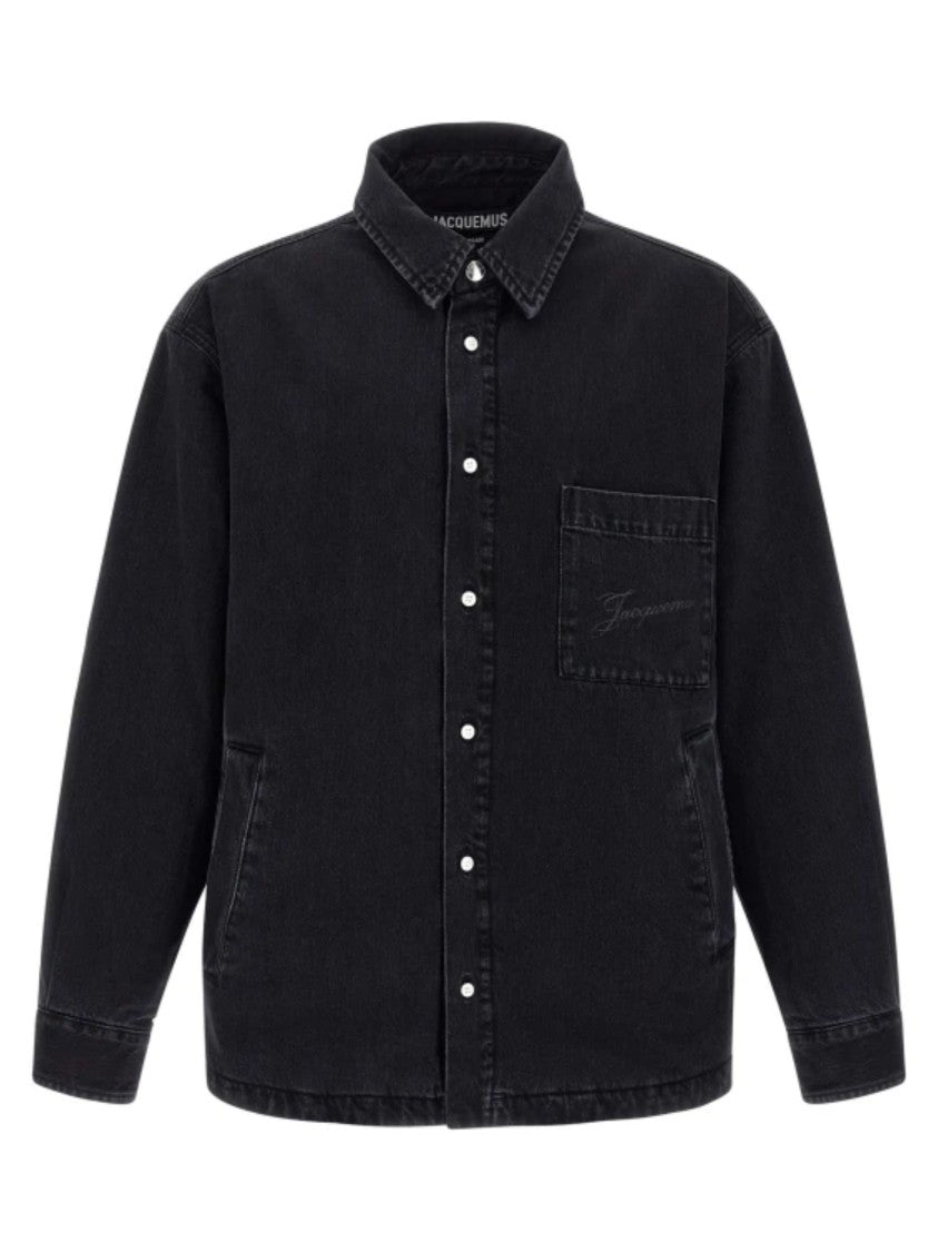 Jacquemus Black Faded Cotton Denim Boulanger Shirt