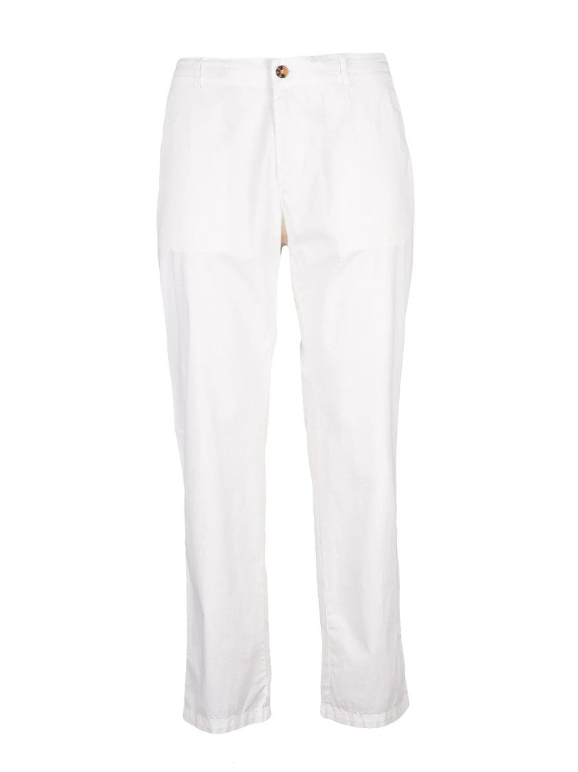 Mc2 Saint Barth White Stretch Cotton Trousers