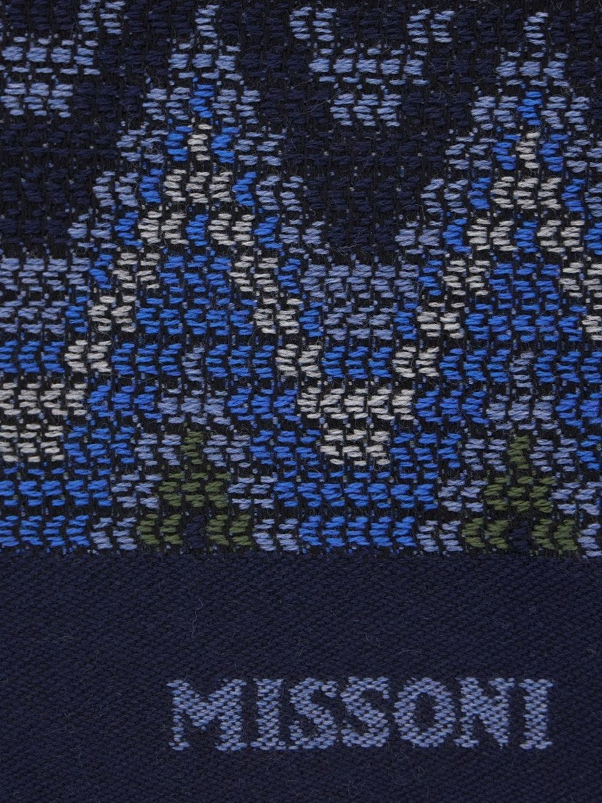 Missoni Zigzag Pattern Fringed Edges Wool Scarf