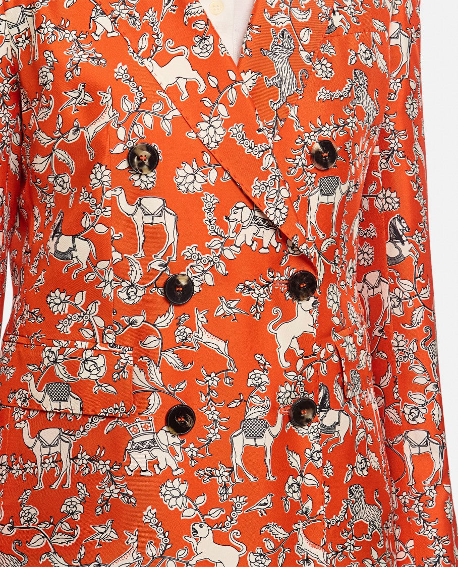 Alberto Biani Orange Patterned Double-Breasted Jacket